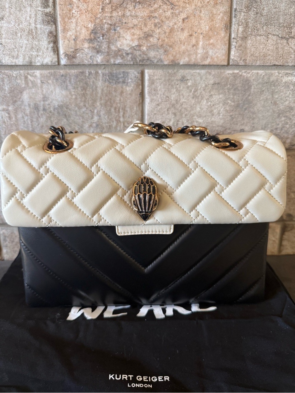 Kurt Geiger Two-Tone Quilted Leather Shoulder Bag - STUNNING